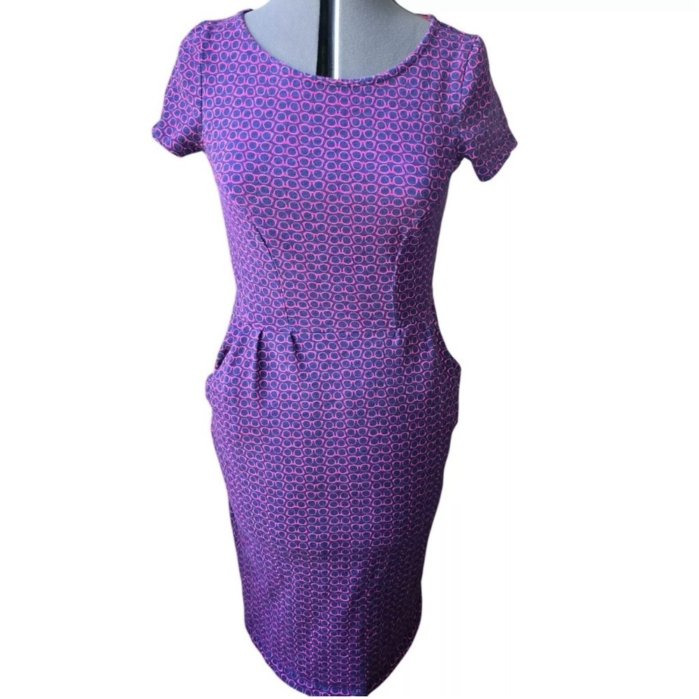 Boden Purple Sheath Midi Dress Scoop Neck